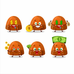 Canvas Print - Orange jelly gummy candy cartoon character with cute emoticon bring money