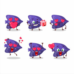 Canvas Print - Fish purple gummy candy cartoon character with love cute emoticon