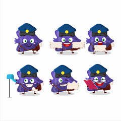 Wall Mural - A picture of cheerful fish purple gummy candy postman cartoon design concept