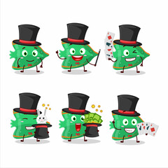 Sticker - A fish green gummy candy Magician cartoon character perform on a stage