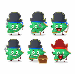 Canvas Print - Cartoon character of fish green gummy candy with various pirates emoticons