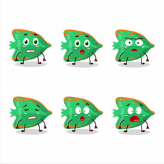 Canvas Print - Character cartoon of fish green gummy candy with scared expression