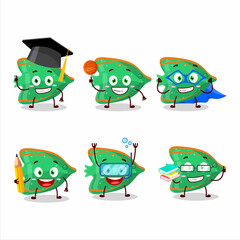 Poster - School student of fish green gummy candy cartoon character with various expressions