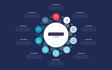 Wall Mural - Ten option circle infographic design template. Vector illustration