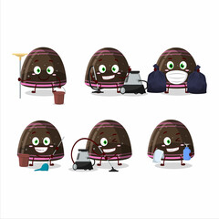 Poster - Cleaning service chocolate jelly gummy candy cute cartoon character using mop