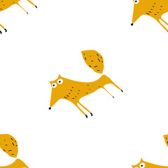 Sticker - Seamless pattern with funny foxes 