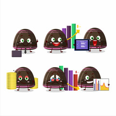 Wall Mural - Chocolate jelly gummy candy character designs as a trader investment mascot