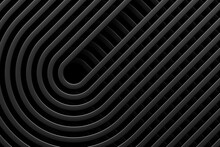 3d Illustration Of A Stereo  Black  Round Stripes . Geometric Stripes Similar To Waves. Abstract   Glowing Crossing Lines Pattern