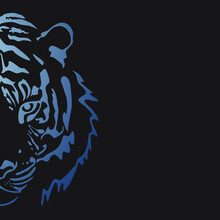 Water Tiger Asian Symbol Vector Illustration. Chinese New Year 2022 And Horoscope Concept. Blue Gradient Vector Logo