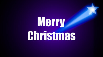 Wall Mural - Merry christmas greetings with shining star symbol on  dark purple color background