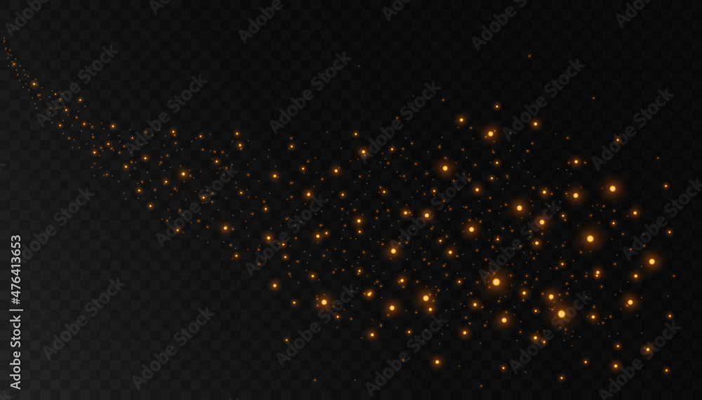 Glowing light effect with many glitter particles isolated on ...