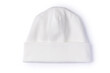 © Atlas - White beanie hat isolated on white background. Top view of trendy youth headwear