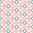 Retro seamless geometric pattern with heart and circle. Heart pattern minimalistic artwork poster.  Vector pattern design for web banner,  branding package, fabric print, wallpaper