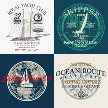 Vintage Yacht Club Sailing Team Vector Collection Of Nautical Prints For Boy T Shirt