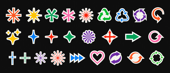 Leinwandbilder - Set Of Cool Modern Geometric Stickers. Abstract Shape Patches Vector Design.
