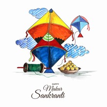 Happy Makar Sankranti Colorful Kites For Festival Of India