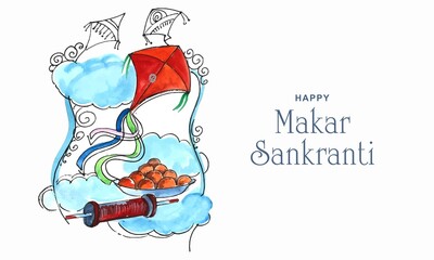 Wall Mural - Celebrate Makar Sankranti greeting card background