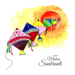 Wall Mural - Happy makar sankranti holiday india festival background