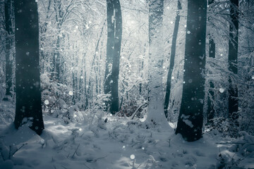 Wall Mural - cold winter woods landscape