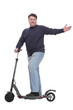 © ASDF - full-length. mature man with an electric scooter.
