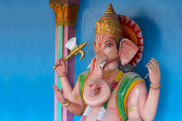 The elephant-headed god - Ganesha in the Hindu temple in India, Rishikesh.