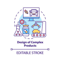 Wall Mural - complex products design concept icon. manufacturing industry abstract idea thin line illustration. s