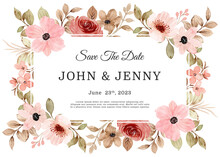 Save The Date Wedding Template With Watercolor Floral