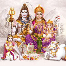 Lord Shiva With Colorful Background Wallpaper , God Shiv Pariwar Poster Design For Wallpaper