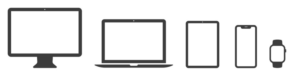 Wall Mural - device icons set. smartphone, tablet, laptop, desktop computer symbol. flat style icon - stock vecto