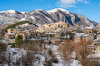 The beautiful village of Villalago, covered in snow during winter season. Province of L'Aquila, Abruzzo, Italy.