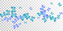 Fairy Blue Butterflies Cartoon Vector Background. Spring Little Moths. Decorative Butterflies Cartoon Kids Illustration. Delicate Wings Insects Graphic Design. Fragile Beings.