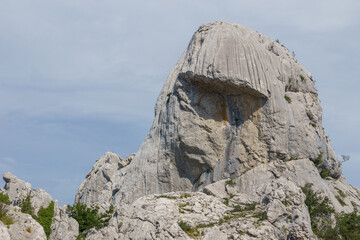 Wall Mural - bizzare rock formation in mountain landscape at summer in National Park Paklenica, Velebit, Croatia, Europe