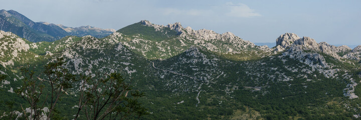 Wall Mural - Panorama of mountain landscape at summer in National Park Paklenica, Velebit, Croatia, Europe