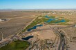 aerial view golf club surrounded by wetland in Peñasco in Sonora, Mexico. sport green landscape, hotel and real estate industry. Gulf of California desert. Sea of ​​Cortez, Bermejo Sea