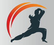 Karate sports logo. martial art silhouette vector, fight sport logo design.