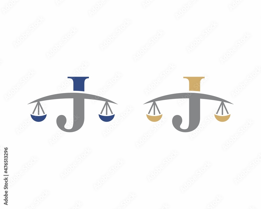 Letter J Logo With Scale of Justice Logo Icon 003 Stock Vector | Adobe ...