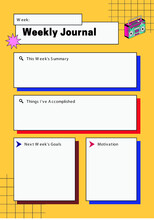 Yellow Grid Sticker Weekly Journal Planner