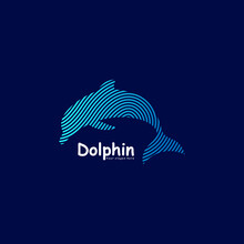 Dolphin Logo With A Unique And Interesting Line Concept. Logo Colorful Design