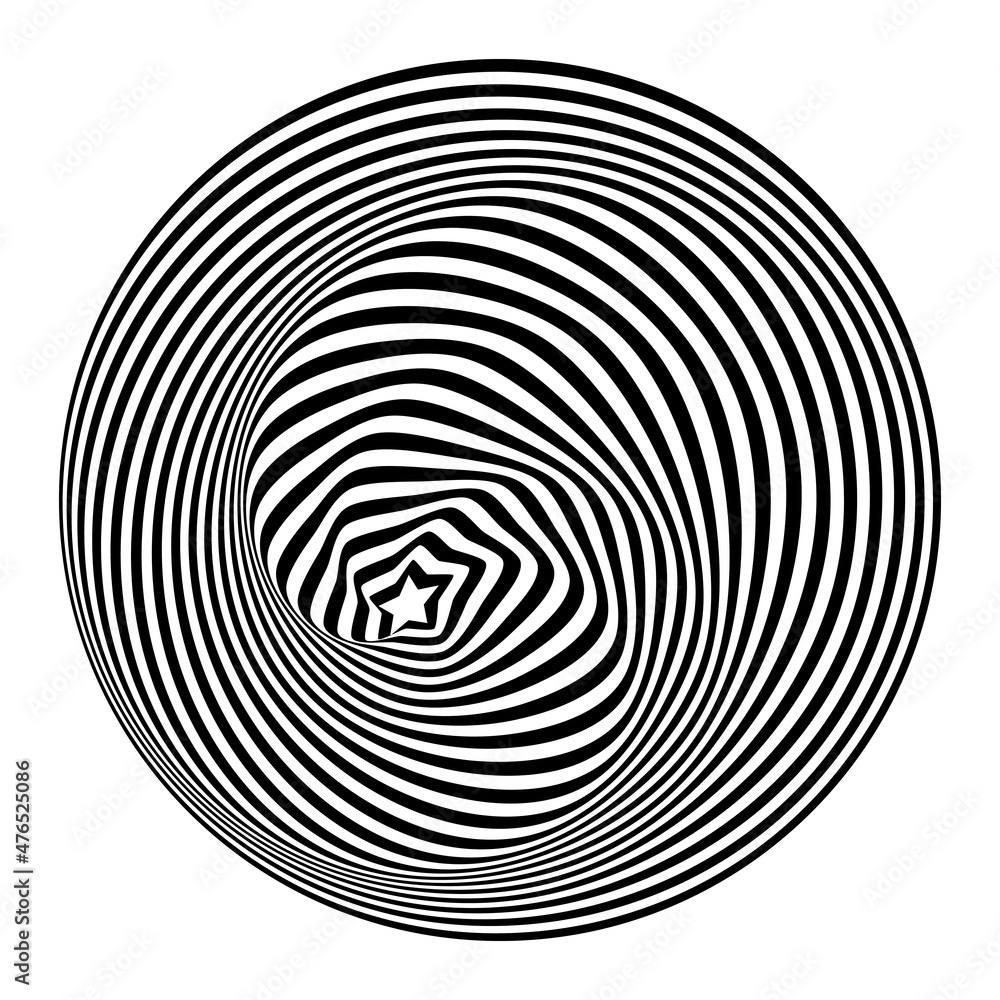 Striped Patterned Objects Abstract black and white striped round object. Geometric pattern with ...