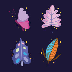 Poster - icons butterfly and leaf