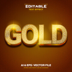 Gold 3d editable text style effect with grain texture