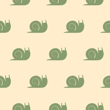 Green Snail Beige Seamless Pattern Background Vector Illustration