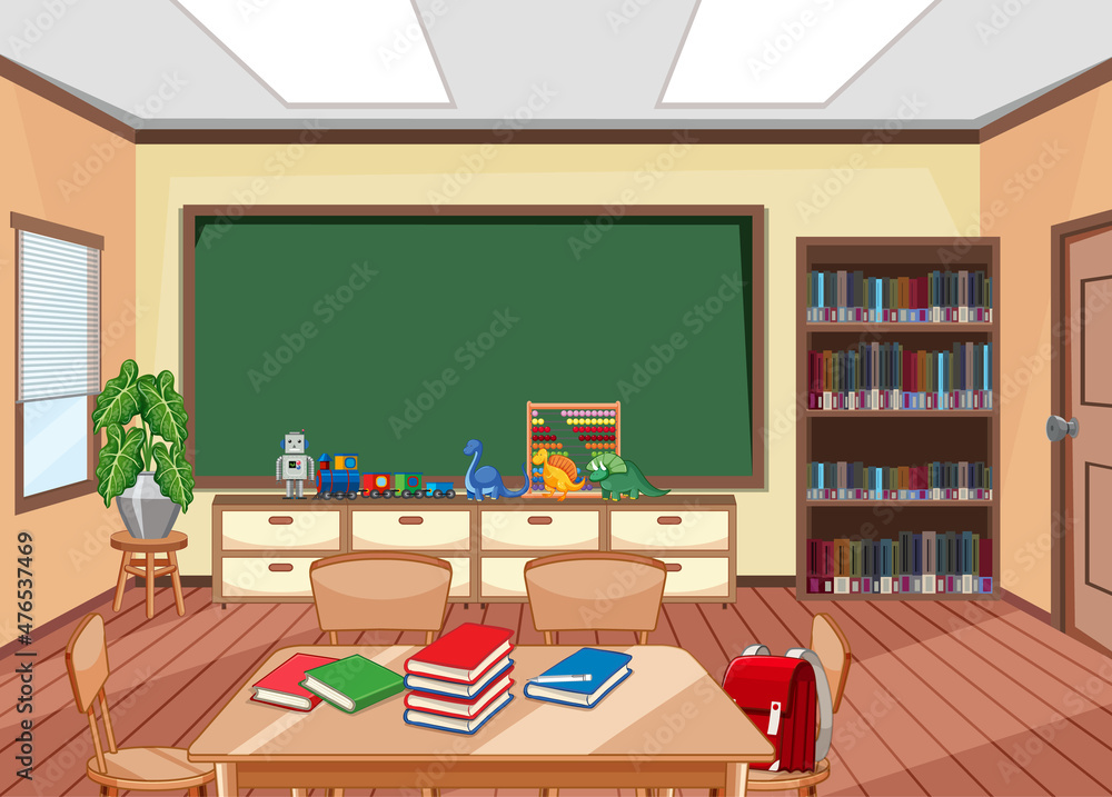 Interior of school classroom with chalkboard Stock Vector | Adobe Stock