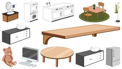 Sticker - Set of interior furniture and decorations