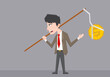 © Galih Prihatama - An illustration of businessman holding a gold coin with stick