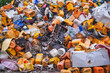 Single-Use discarded Plastic meterials on landfill site.