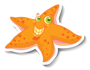 Wall Mural - Smiling starfish animal cartoon sticker