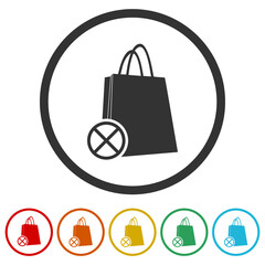 Poster - Reject shop bag icon isolated on white background, color set