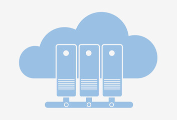 Wall Mural - cloud storage server flat vector icon. online computing technology for digital communication and con