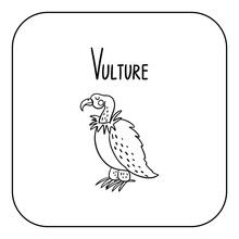Animal English Alphabet. Coloring Page With Animal. Letter V - Vulture.